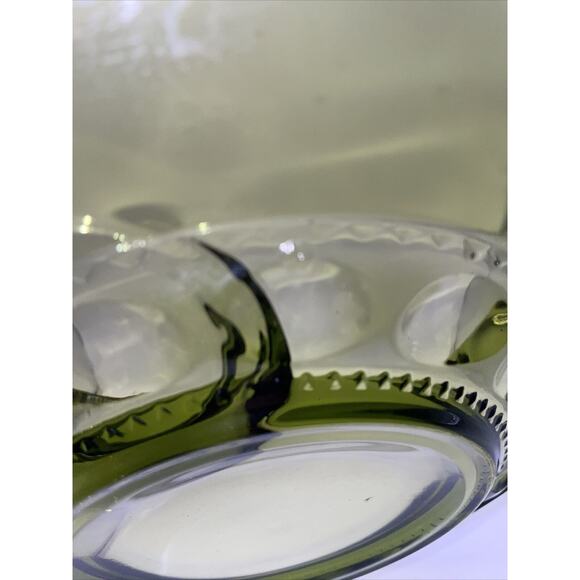Vintage Indiana Glass Green Kings Crown Thumbprint Snack Plate Six Available - Picture 10 of 15